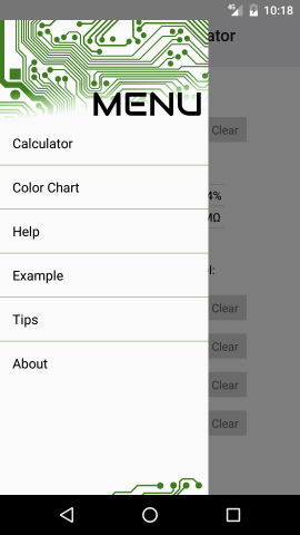 Menu Screenshot