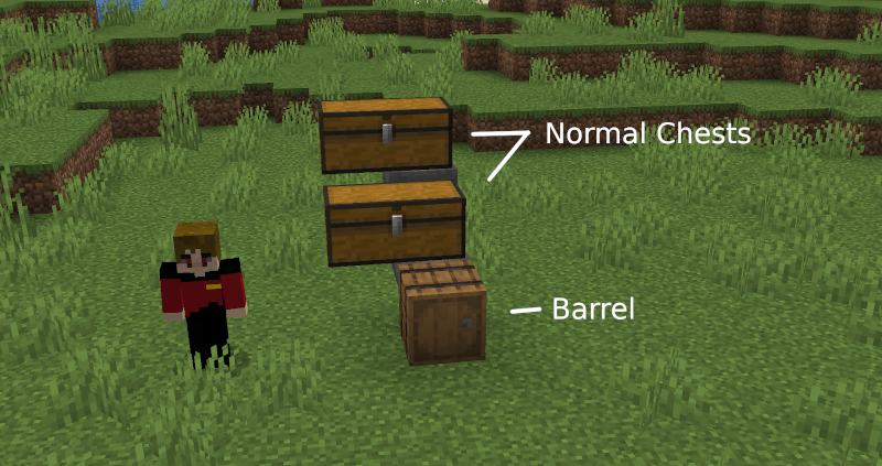 a single barrel with two double chests above it